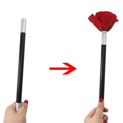 China Beginner Novelty Magic Wand Change To Rose Flower Magic Tricks Romantic Proposal Props Rose Party Stage Close Up Magic Trick Toys for sale