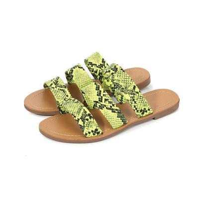 China Fashion trend PL0016 ISEEYOUFIRST shoes snake line women's sandals new flat bottom comfortable slippers factory direct sales for sale