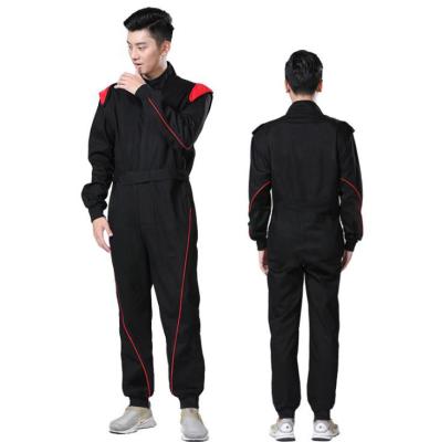 China Packing Anti-UV Mens Go Kart Suits For Adult Wholesale 2 Layers Go Kart Motor Suit Overall Suit Black And Red Unisex for sale