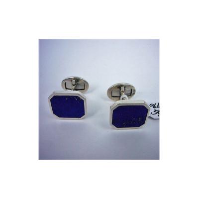 China Factory Supply High Quality Square Lazulite Cufflinks Business Men's Silver Cufflinks 925 for sale