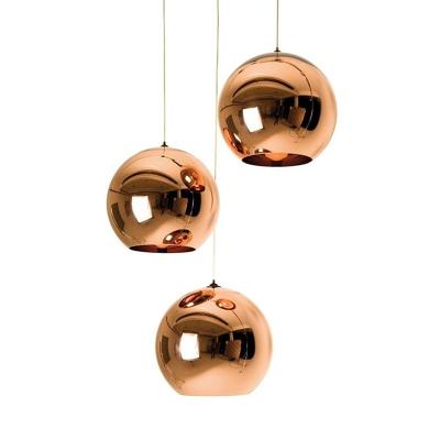 China Modern Led Cooper Gold Round Glass Shade Chandelier Modern Led Pendant Lamp for sale