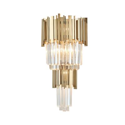 China Zhongshan Gold Modern Crystal Wall Lamp Night Indoor Modern for sale