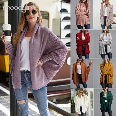 China New Style Breathable Women Knit Sweater Bat Wing Sleeves 100% Acrylic Oversized Cardigan Sweater Coat for sale