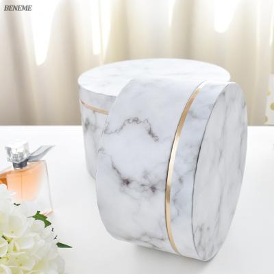 China Recyclable Custom Design Luxury High Quality Colorful Design Art Paper Marble Flower Round Box Velvet for sale