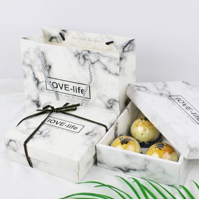 China Egg Yolk Cake Box Gift Mid-Autumn Moon Cake Candy Paper Box Recyclable Marble Crunch Cookie 63-80g Box for sale