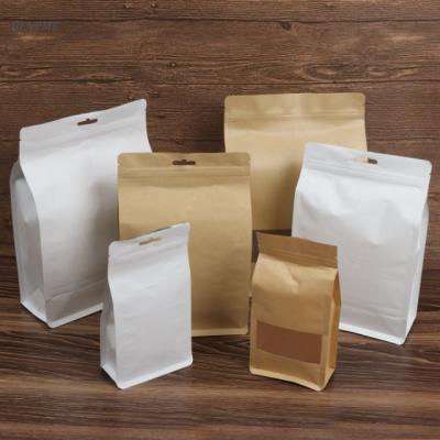 China Wholesale White Bottom Wide Recyclable Carry Packaging Paper Bags Waterproof Custom Brown With Self-Sealing for sale