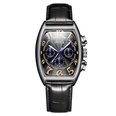 China High quality unique multifunctional private label men chronograph day date formal watches with leather box for sale