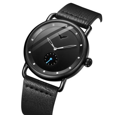 China Wholesale Cheap Black Leather Strap 3 Bar Waterproof Quartz Unbranded Wrist Watches Water Resistant With Black Box for sale