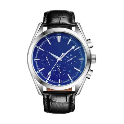 China New Design Chronograph Blue Dial Stainless Steel Japanese Quartz Movement Watch for sale