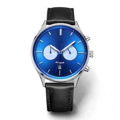 China Chronograph Custom Watches Mens Wrist All Blue Stainless Steel Watch for sale