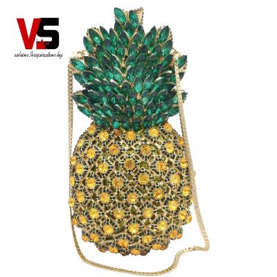 China Pineapple Diamond Clutch Bags Grace Woman New Arrive Crystal Rhinestone Purse Evening Clutch Metal Sparkle Diamond Clutch Bag Good Quality Design Pineapple for sale