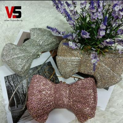 China Trendy Beading Party Purse Diamond Crystal Clutch Purse Evening Handbags Bow-knot Grace Woman Rhinestone Bag Ladies Fashion Bling for sale