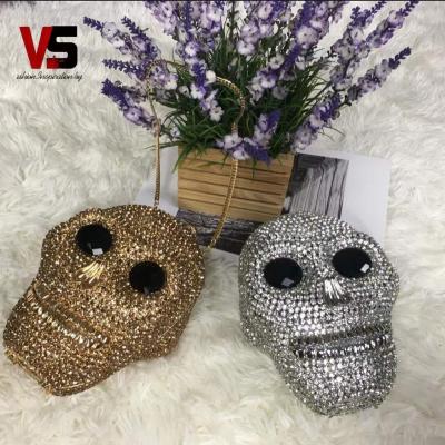 China Grace Trendy Wholesales Luxury Crystal Rhinestone Daily Used Clutch for Party Wedding Evening Formal Diamond Skull Purse Bag for sale