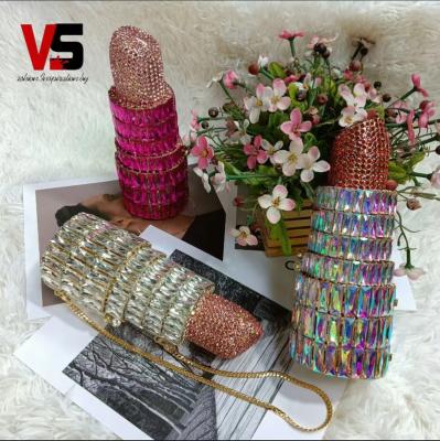 China Rhinestone Crystal Purses Evening Handbags from Grace New Arrival Luxury Wedding Diamond Clutch Bags Fashion Lipstick Shape for sale