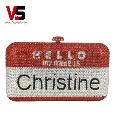 China Crystal Rhinestone Grace Clutch Evening Bags Bling Wedding Rhinestone Sparkle Purse Custom Name Diamond Box Women Bag Crystal for sale