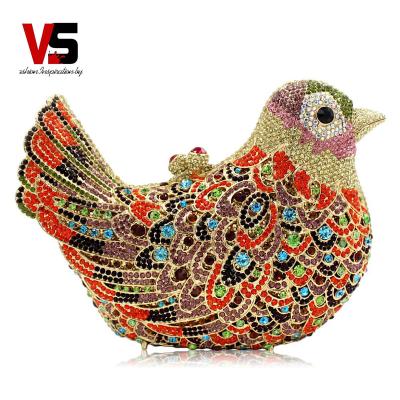 China Animal Crystal Clutch Bag Luxury Luxury Designer Clutch Bags Women Cross - Body Chain Bird Wedding Rhinestone Clutch Purse for sale