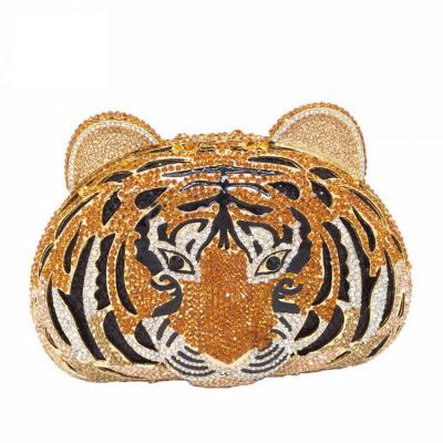 China Others Rhinestone Diamond Clutch Purse from Grace Shinny Luxury Wholesales Crystal for Formal Party Purse 3 D Tiger Head Evening Bag Wedding for sale