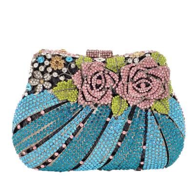 China Daily Used Grace Women Handmade Flower Crystal Rhinestone Wedding Clutch Evening Bag Evening Purse Metal Wedding Party Clutch Bag for sale