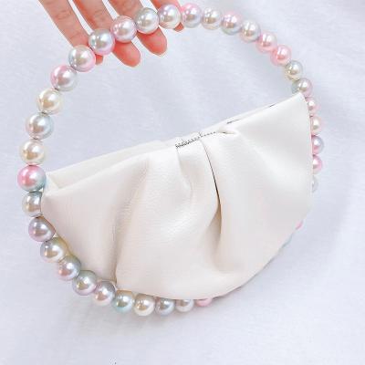 China Pearl + Grace New Design Women Pearl Leather Frame Small Round Bag Shape PU Handbag Evening Wedding Female Leather Clutch for sale