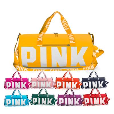 China 2021 Larger capacity travel custom made canvas wholesale custom canvas ladies duffle pink duffle logo spinnanight pink overnight spend over da with decorative pattern for sale