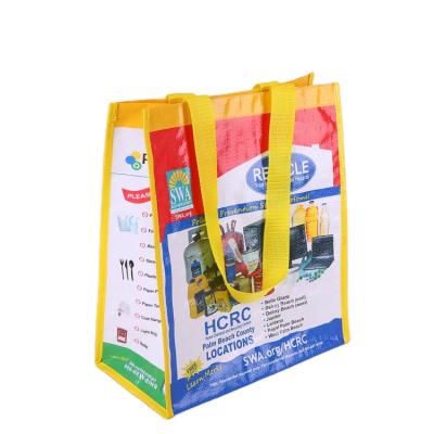 China Custom Printed Grocery Bags PP Woven Handled Eco Friendly Laminated Shopping Bag for sale