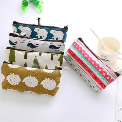 China Large Capacity Waterproof Custom Stationery Pocket Canvas Double Zipper Pencil Case for sale