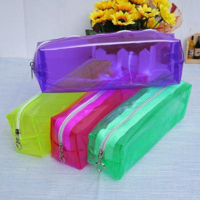 China New waterproof candy colors pencil case large capacity school clear plastic pencil cases for girls for sale