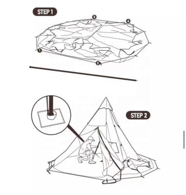 China Large Space 4-10 Family Tent Cotton Pyramid Tent Camping Tent Outdoor Picnic People Windproof Family Extended Type Hunting Tent for sale