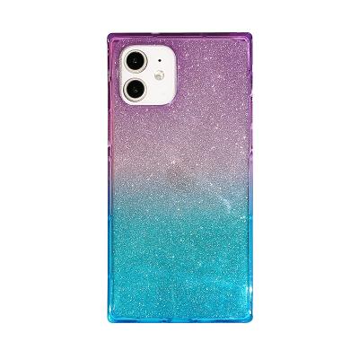 China Anti-drop most popular gradient phone case made of TPU and acrylic for iphone back cover for sale