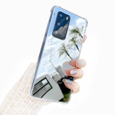 China 2021 Anti-fall simple type cell phone case with mirror Shine-resistance tpu and PC back cover for Huawei for sale