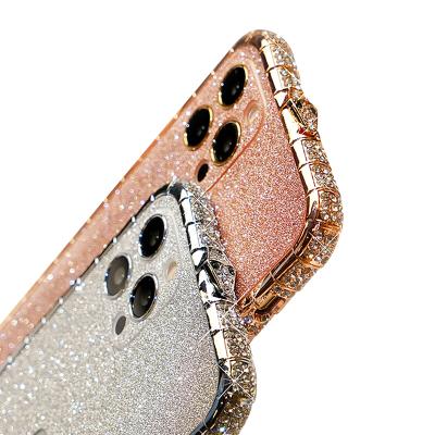 China Anti-fall factory fashion design direct diamond material with flash membrane phone case for iphone /huawei for sale