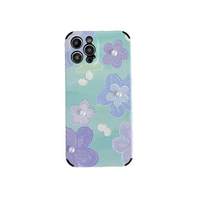 China Beautiful Protective Luxury Shockproof Bumper Flower Camera Lens Anti-fall Leather Cell Phone Case For iPhone 11 12 for sale