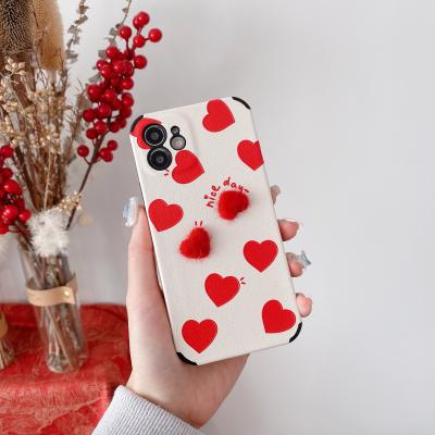 China Wholesale 3D Four Corners Anti-fall Drop Resistance Embossed TPU Love Heart Soft Phone Shell For iphone 12mini /Xiaomi cc9e/Huawei p50 for sale