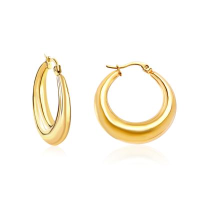 China CLASSIC Gold Plated Women Circle Hollow Heart Earring Gold Stainless Steel PVD Twist Circle Earring for sale