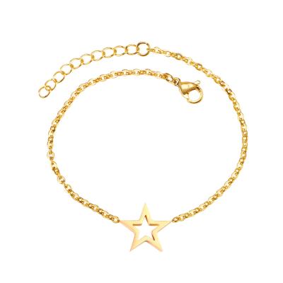 China Simple Ready In Stock Jewelry Gold Stainless Steel Star Chain Bracelet For Girls for sale