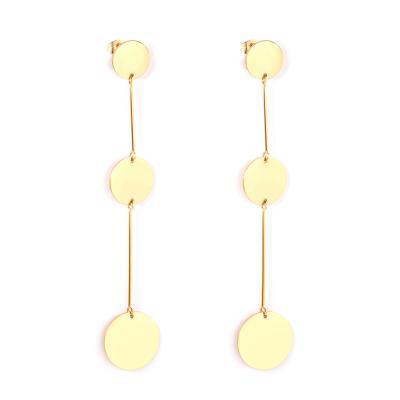 China CLASSIC retro stainless steel jewelry stud earrings gold plated earrings round drop earrings for unisex for sale