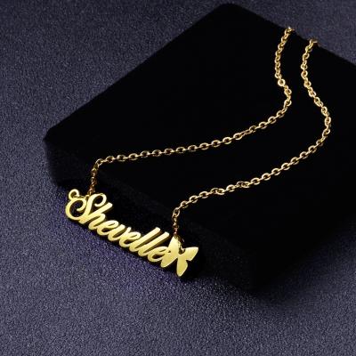 China CLASSIC Stainless Steel 18k Gold Plated Women Charm Hip Hop Jewelry Custom Personalized Name Necklace for sale