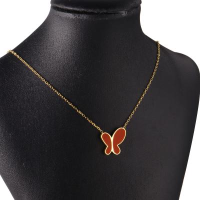 China CLASSIC Fashion Charm Women Gold Plated Stainless Steel Chain Gold Chain Jewelry Silver Plated Butterfly Pendant Necklace for sale