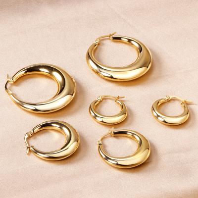 China CLASSIC Gold Filled Hoop Earrings Stainless Steel Hoop Earrings Hip Hop Jewelry Water Resistant Large for sale