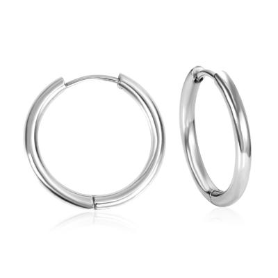 China Wholesale Simple Stainless Steel Hoop Earring CLASSIC Silver Plated Hoop Earrings for sale