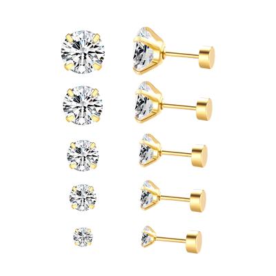 China CLASSIC Diamond Earrings Classic Stud Earrings Gold Plated Stainless Steel Earrings Jewelry for sale