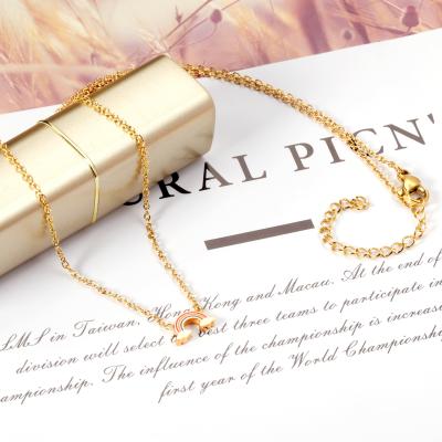 China New Fashion Woman TRENDY Jewelry Customized Rainbow Shape Gold Plated Stainless Steel Pendant Necklaces for sale