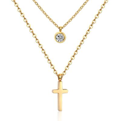 China CLASSIC Fashion Layered Chocker Necklace Cross Necklace Thin Cut Diamond Jewelry Gift Small Chain for sale