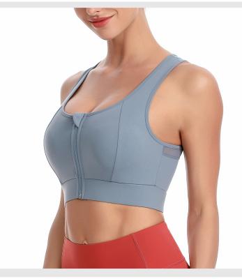 China Breathable Wholesale Hot Sports Women Active Wear Crop Tops Fitness Ladies Workout Gym Yoga Running Bra With Zipper for sale