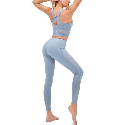 China Ruishang spring 2021 regenerative women's sportswear yoga clothes QUICK DRY new and autumn sports slim two-piece suit for sale