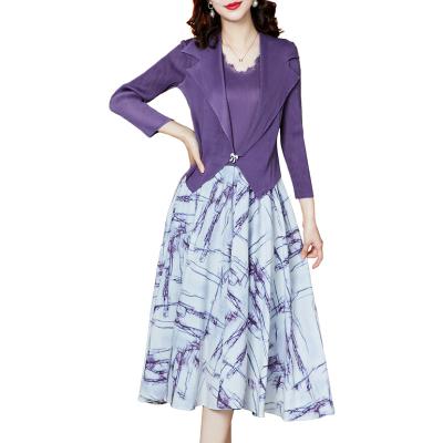 China New Pleated Anti-Static Printed Big Skirt Dress 2021 Summer Trend Swing High End Dress for sale