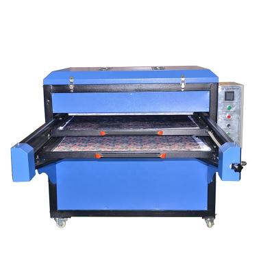 China Fabric Piece Gaoshang One Way Large Slide-Way Pneumatic Two Shuttle Sublimation Flag Heat Press Flatbed Machine for sale