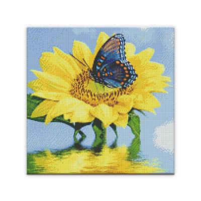 China Modern Sellable Sunflower Butterfly Round Drill Diamond Painting With Inner Frame 30*30 cm Kit Canvas Diamond Embroidery For Adults for sale