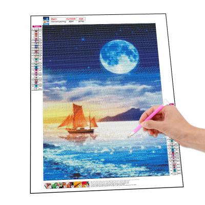 China Factory direct 5d sales of Europe around view Diy Diamond Embroidery Wall Art Decoration of Diamond Painting Sky Sunset Sea for sale