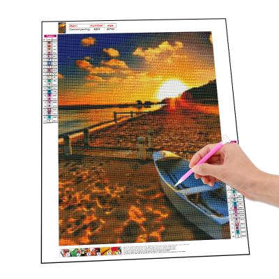 China INSTRUCTIONS the Hottest Selling 5d Boat Sunrise Wall Art Decoration Simple And Beautiful Diamond Painting Handicraft Diy Beach for sale